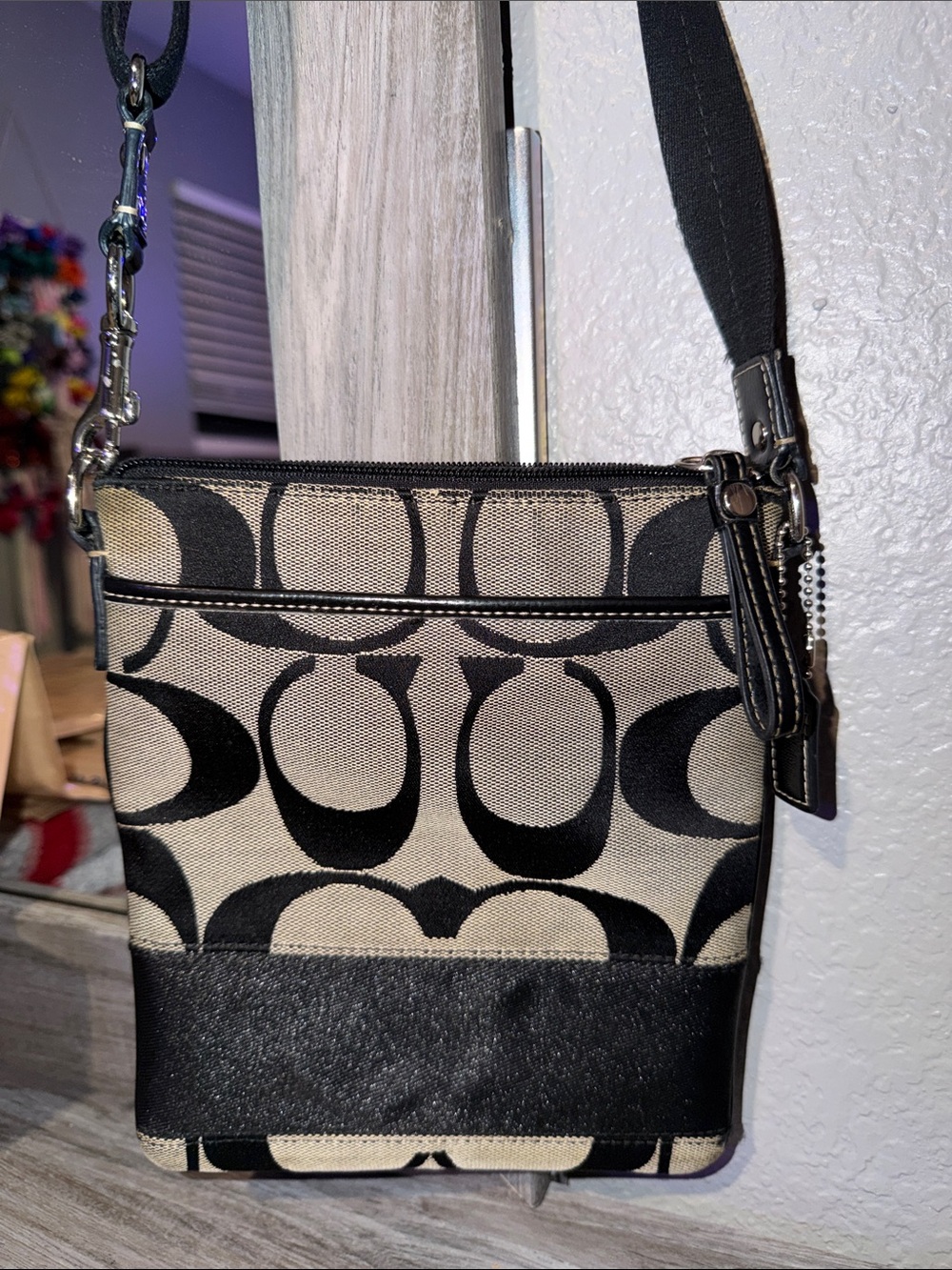 Coach Black and Grey Signature Crossbody